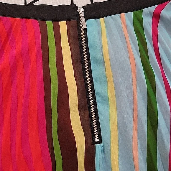 Soft Surroundings Striped Colorful Maxi Skirt Pleated Plisse Size TM